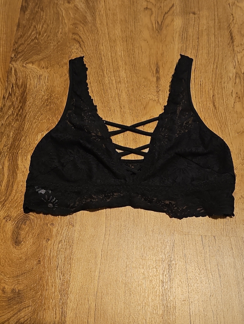 VS PINK Black Lace Crisscross Bralette - Women's Intimates